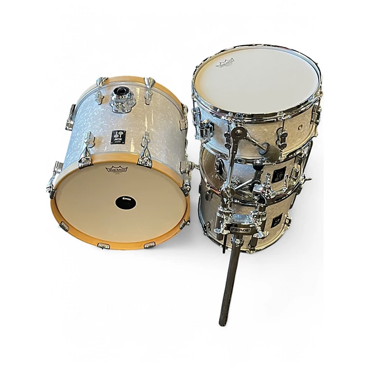 Used Sonor 5 Piece aq2 Alpine White Drum Kit.gc