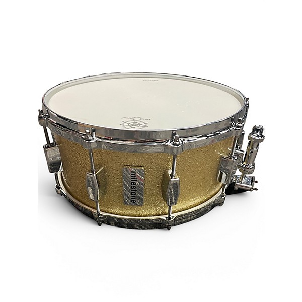 Milestone By Ron Dunnett Used Milestone By Ron Dunnett 65X14 Fiberglass Snare Gold Sparkle Drum.gc