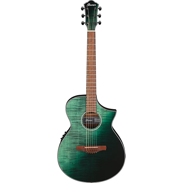 AEWC32FM Thinline Acoustic Electric Guitar Dark Green Sunset Fade