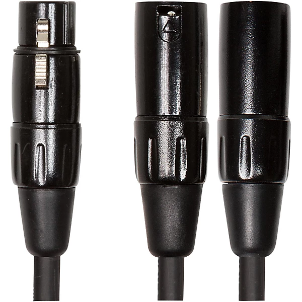 Black Series 6 XLR Female Dual XLR Male Y Interconnect Cable 6 in Black