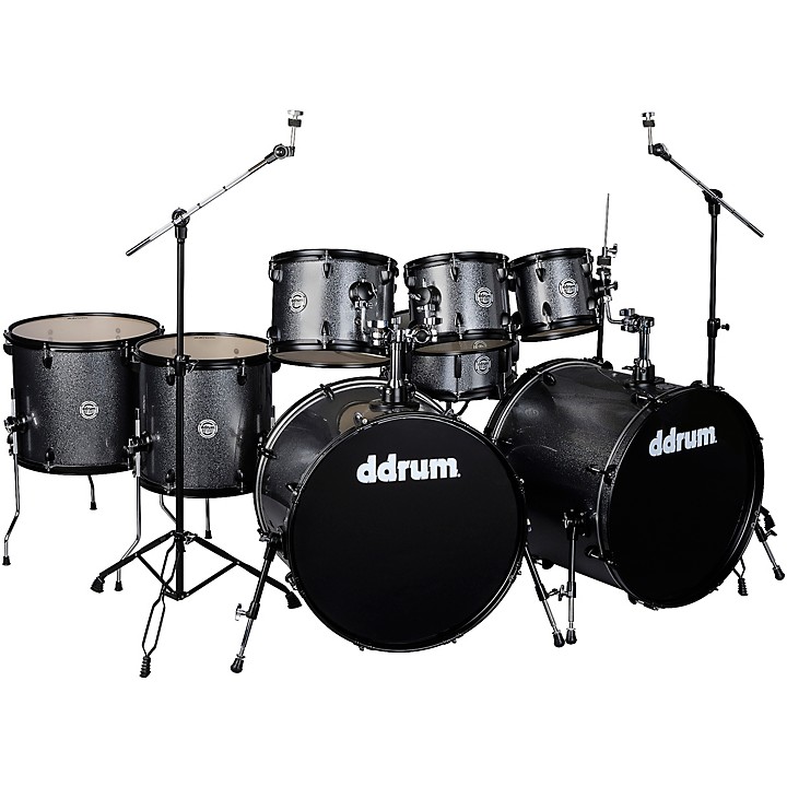ddrum D2 8 Piece Double Bass Complete Kit With Black Hardware Dark Silver Sparkle