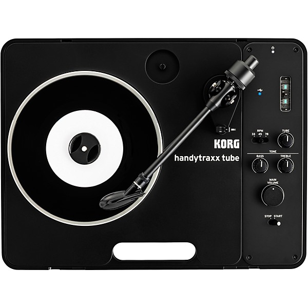 handytraxx tube J Limited Edition Portable Record Player with NuTube and Jico Clipper MM Cartridge Black Silver