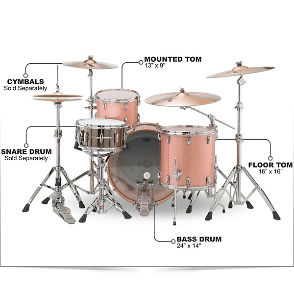 Ludwig Keystone X 3 Piece Pro Beat Shell Pack with 24 in. Bass Drum Champagne Sparkle