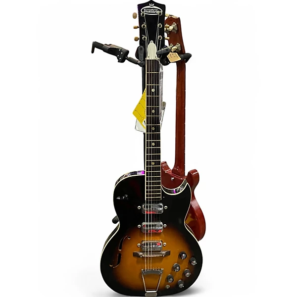 Vintage 1960s Truetone Speed Demon Sunburst Solid Body Electric Guitar