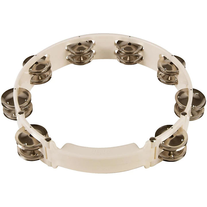 Sound Percussion Labs Baja Percussion Shape Shifter Tambourine With Double Row Steel Jingles White