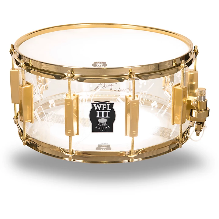 Top Hat and Cane Collectors Acrylic Snare Drum with Gold Hardware