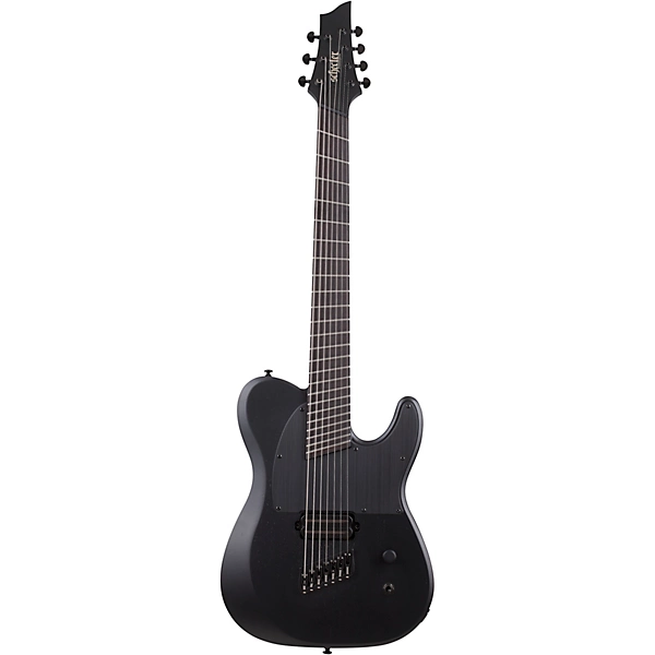 Schecter Guitar Research PT 7 MS Black Ops 7 String Electric Guitar Satin Black Open Pore