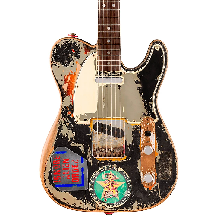 Joe Strummer Telecaster Limited Edition Electric Guitar Master Built By Paul Waller Aged Black over 3 Color Sunburst