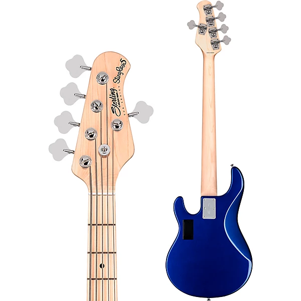 Sterling by Music Man StingRay Ray5HH Maple Fingerboard 5 String Electric Bass Guitar Cobra Blue