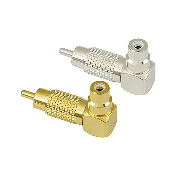 RCA Male to RCA Female Right Angle Adapter Nickel