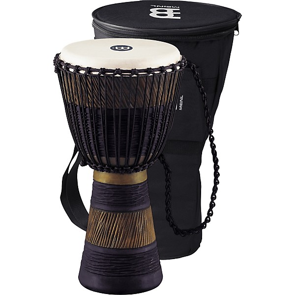 MEINL Earth Rhythm Series Original African Style Rope Tuned Wood Djembe with Bag Level 1 Medium 491207004118000.gc