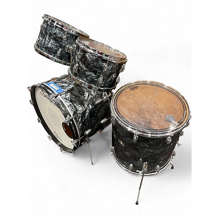 Vintage 1970s Slingerland 4 piece 4pc Kit Black Diamond Pearl Drum Kit