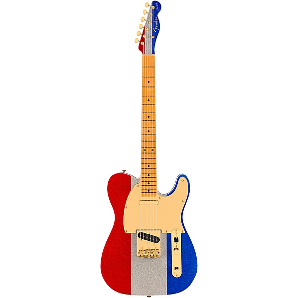 Limited Edition Buck Owens Telecaster Electric Guitar Red Silver and Blue Sparkle