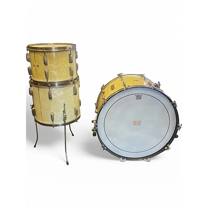 Vintage 1940s Slingerland 3 Piece Radio King White Marine Pearl Drum Kit