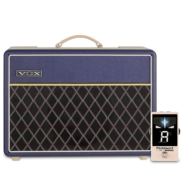 VOX AC10 Custom 10W 1x10 Limited Edition Tube Guitar Combo Amp With KORG Pitchblack X Pedal Tuner Blue/Cream