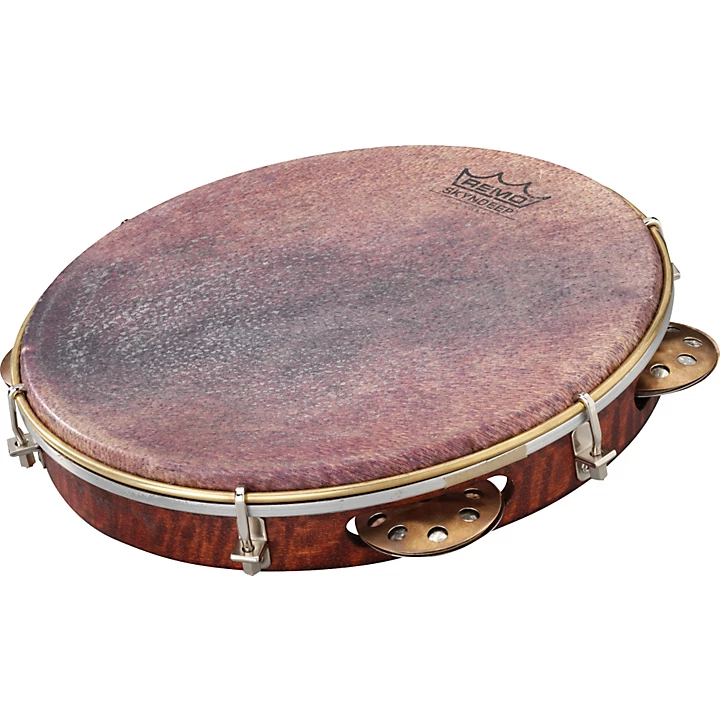 Remo Samba Choro Pandeiro with Brass Jingles Goat Brown 10 In x 1.78 In