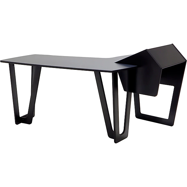 AIRE Edit Workstation with 8ru Rack on Right Hautelink Desktop Black Legs Left