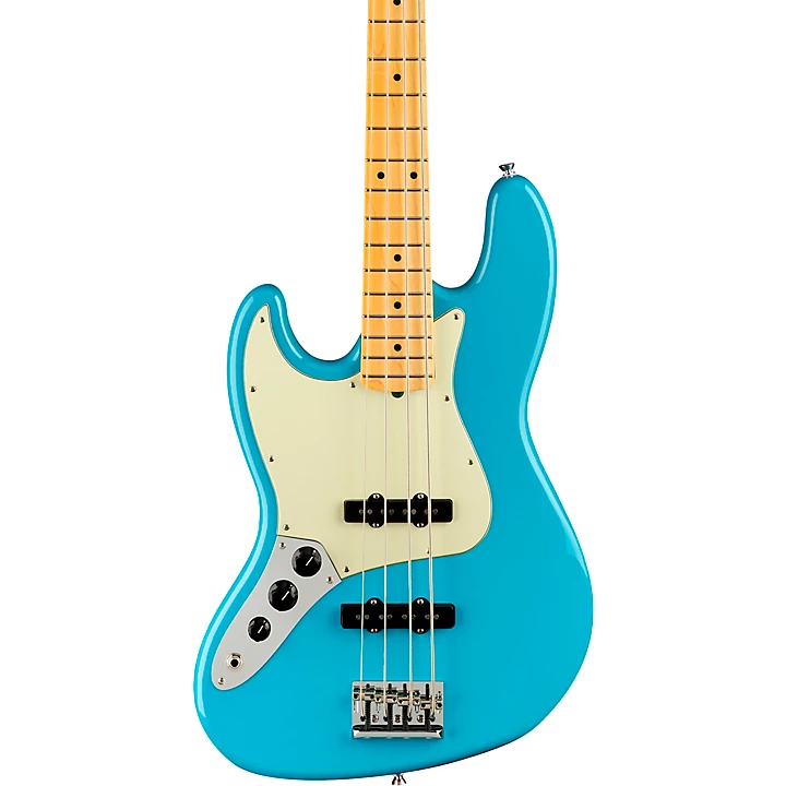 American Professional II Jazz Bass Maple Fingerboard Left Handed Miami Blue
