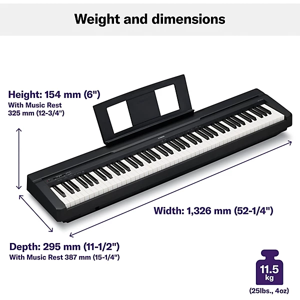 P 45 88 Key Weighted Action Digital Piano Black