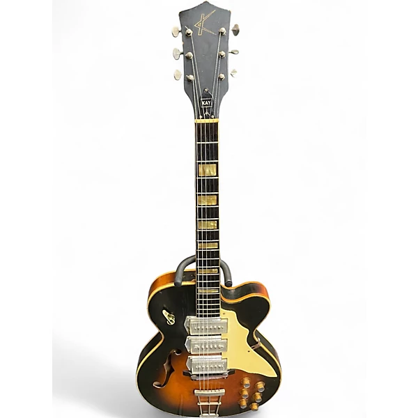 Vintage 1960s Kay K673 SwingMaster Sunburst Hollow Body Electric Guitar