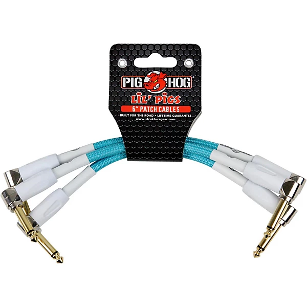 Instrument Cables Lil Pigs 6 in Patch Cables 3 Pack Daphne Blue
