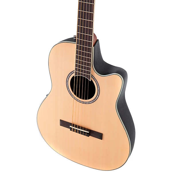 Applause AB24CS 4S Traditional Series Mid Depth Spruce Nylon String Classical Acoustic Electric Guitar Natural