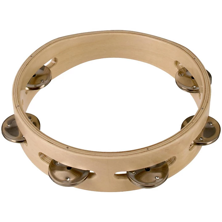 Baja Percussion Single Row Headless Tambourine with Steel Jingles 8 in Natural