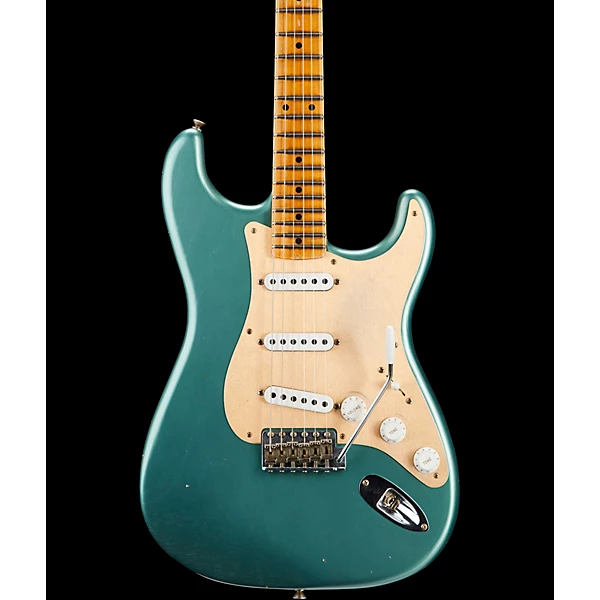 Fender Custom Shop 55 Dual Mag Stratocaster Journeyman Relic Maple Fingerboard Limited Edition Electric Guitar Super Faded Aged Sherwood Green Metallic