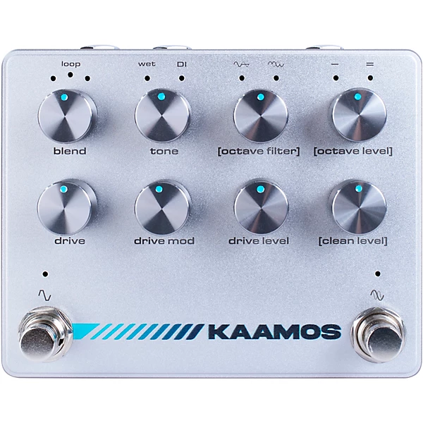 KAAMOS Bass Octaver with Sub Out Distortion Effects Pedal Silver