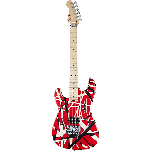 Striped Series Left Handed Electric Guitar Red Black and White Stripes