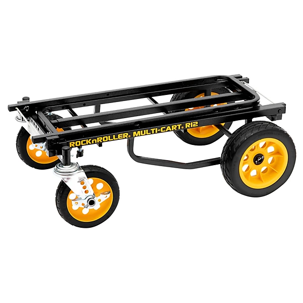 R12RT Multi Cart 8 in 1 Equipment Transporter Cart Black Frame Yellow Wheels All Terrain