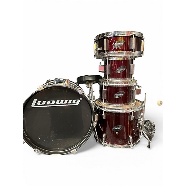 Used Ludwig 5 Piece Accent CS Burgundy Drum Kit