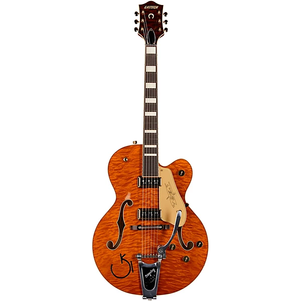 Gretsch Guitars G6120TGQM 56 Limited Edition Quilt Classic Chet Atkins Hollowbody Electric Guitar Roundup Orange Stain