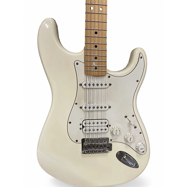 Used 2000s Fender MEXICAN STRAT Olympic White Solid Body Electric Guitar