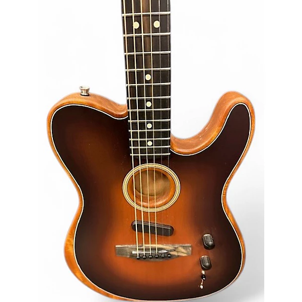 Used Fender American Acoustasonic Telecaster 3 Tone Sunburst Acoustic Electric Guitar