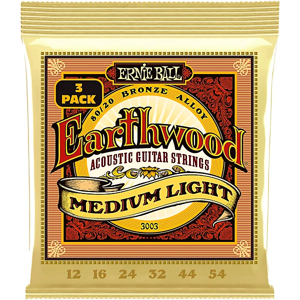 3003 Earthwood 80 20 Bronze Medium Light Acoustic Strings 3 Pack