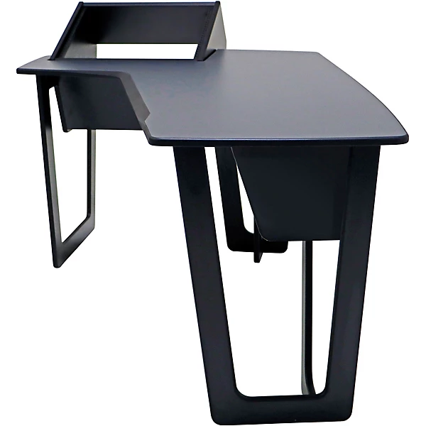 AIRE Edit Workstation with 8ru Rack on Right Hautelink Desktop Black Legs Left