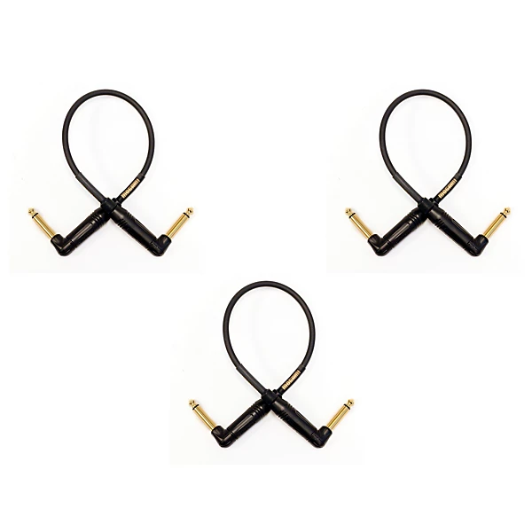 Gold Patch Cable with Right Angle Connectors10 3 Pack