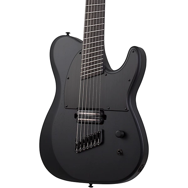 Schecter Guitar Research PT 7 MS Black Ops 7 String Electric Guitar Satin Black Open Pore