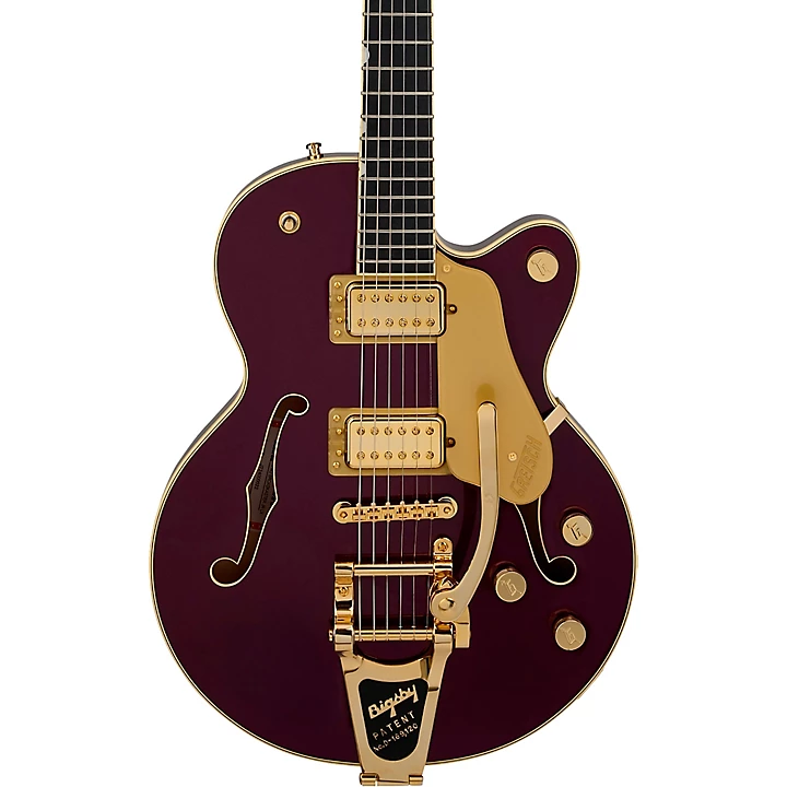 Broadkaster Jr LX Center Block with String Thru Bigsby and Gold Hardware Electric Guitar Blackberry
