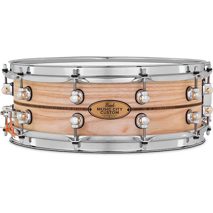 Music City Custom Solid Shell Snare Ash with Kingwood Center Inlay
