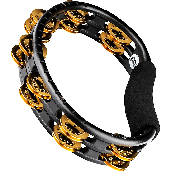 Hand Tambourine with Brass Jingles Black