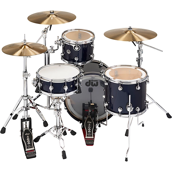 Wireless Acoustic Electronic Convertible 4 Piece Drum Set Bundle with 20 Bass Drum Cymbals and Hardware Lacquer Custom Specialty Midnight Blue Metallic