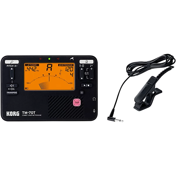 KORG TM 70 Tuner Metronome and CM 400 Contact Microphone Combo Level 1 Black M11404004001000.gc