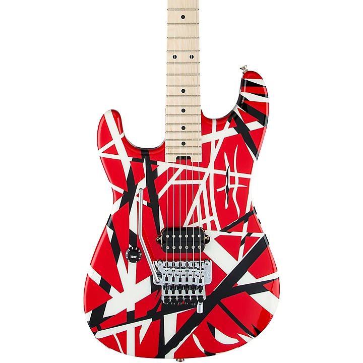 Striped Series Left Handed Electric Guitar Red Black and White Stripes