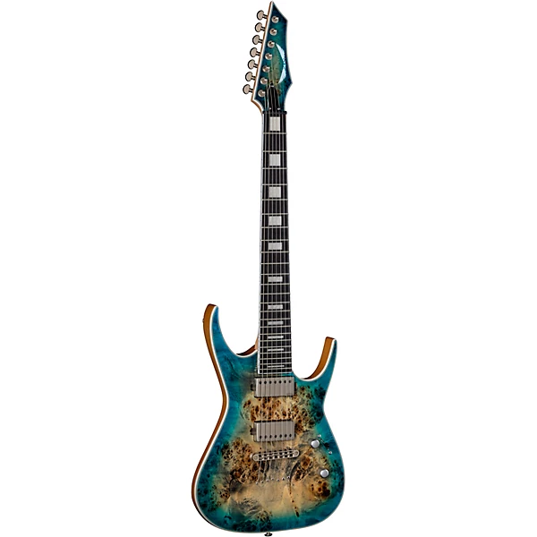 Dean Exile Select Burled Poplar 7 String Electric Guitar Satin Turquoise Burst