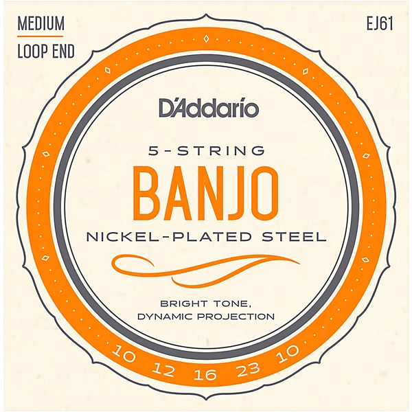 EJ61 Nickel 5 String Medium Banjo Strings 10 23
