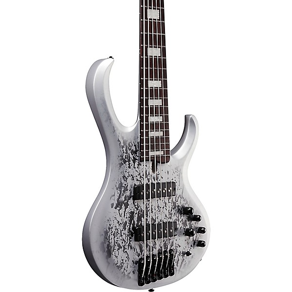 BTB25TH6 6 String Electric Bass Guitar Silver Blizzard Matte