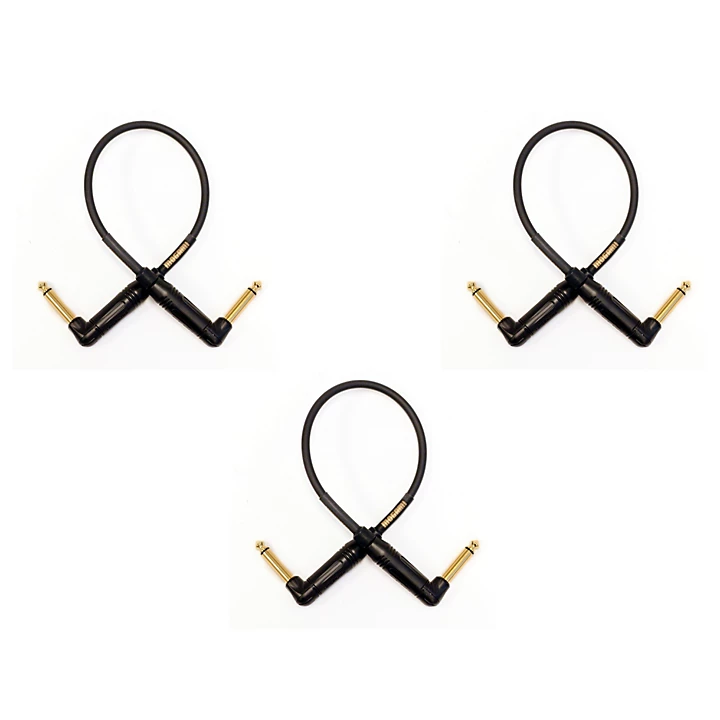 Gold Patch Cable with Right Angle Connectors10 3 Pack