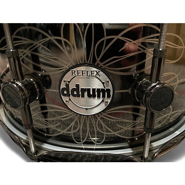 ddrum Used ddrum 65X14 Reflex Tattooed Lady Engraved Black Steel Snare Black Chrome Drum.gc